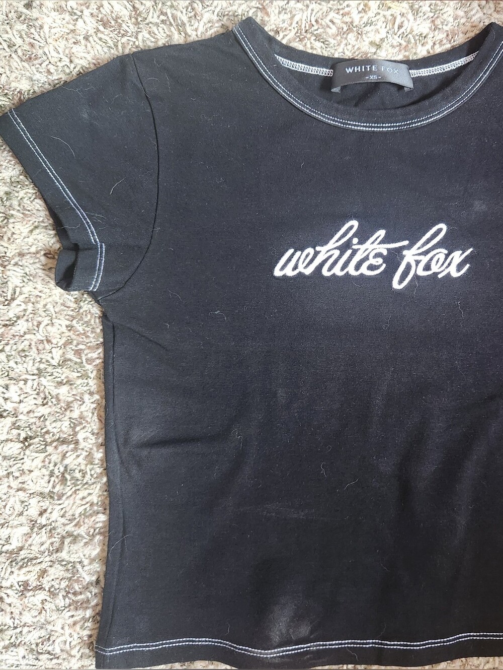 White Fox Black Graphic Tee with White Script
